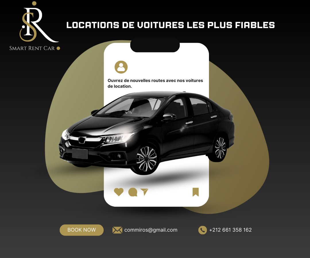 Smart Rent Car avec infos de contact – applications essentielles pour un road trip au Maroc.